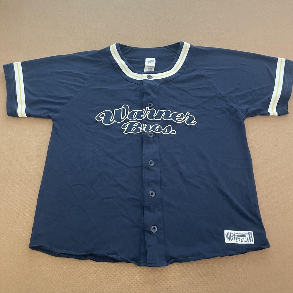 Vintage Warner Bros Looney Tunes Shirt Mens Large Blue Baseball Jersey Taz 90s